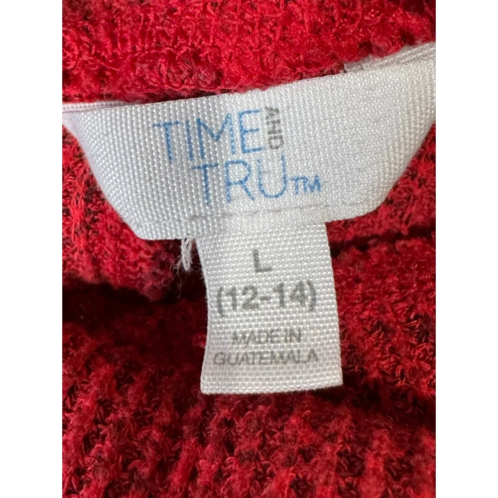 Women's Time and Tru Red Cowl Neck Sweater L (12-14) relaxed fit